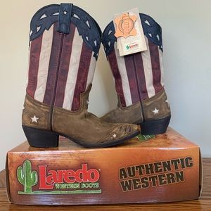 LAREDO Leather Stars and Stripes boots- Size 7.5 - NWT
